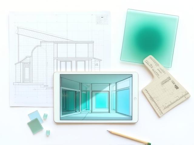 Sketches and glass samples for a custom architectural installation